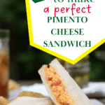 A pin depicting pimento cheese sandwiches.