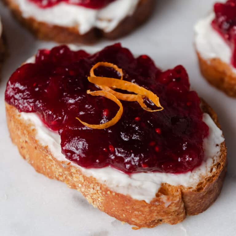 Cranberry Crostini with Cream Cheese