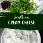 A pin depicting a scallion cream cheese recipe.