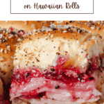 A pin depicting turkey cranberry sliders.