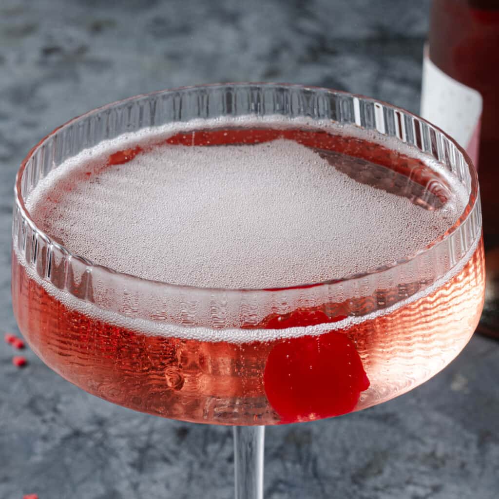 A pink champagne cocktail.