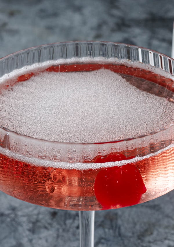 A pink champagne cocktail.