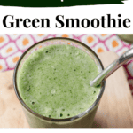 A pin depicting a tropical green smoothie.