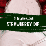 A pin depicting stawberry cream cheese dip.