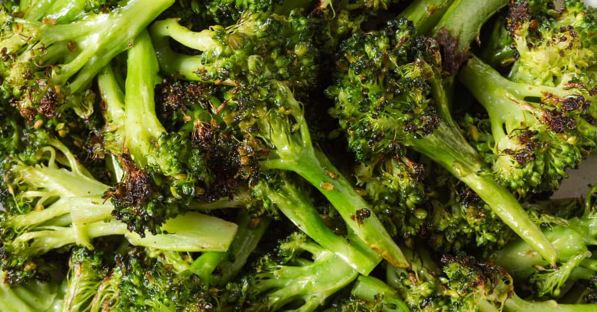 Oven roasted broccoli florets.