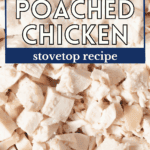 A pin depicting poached chicken.