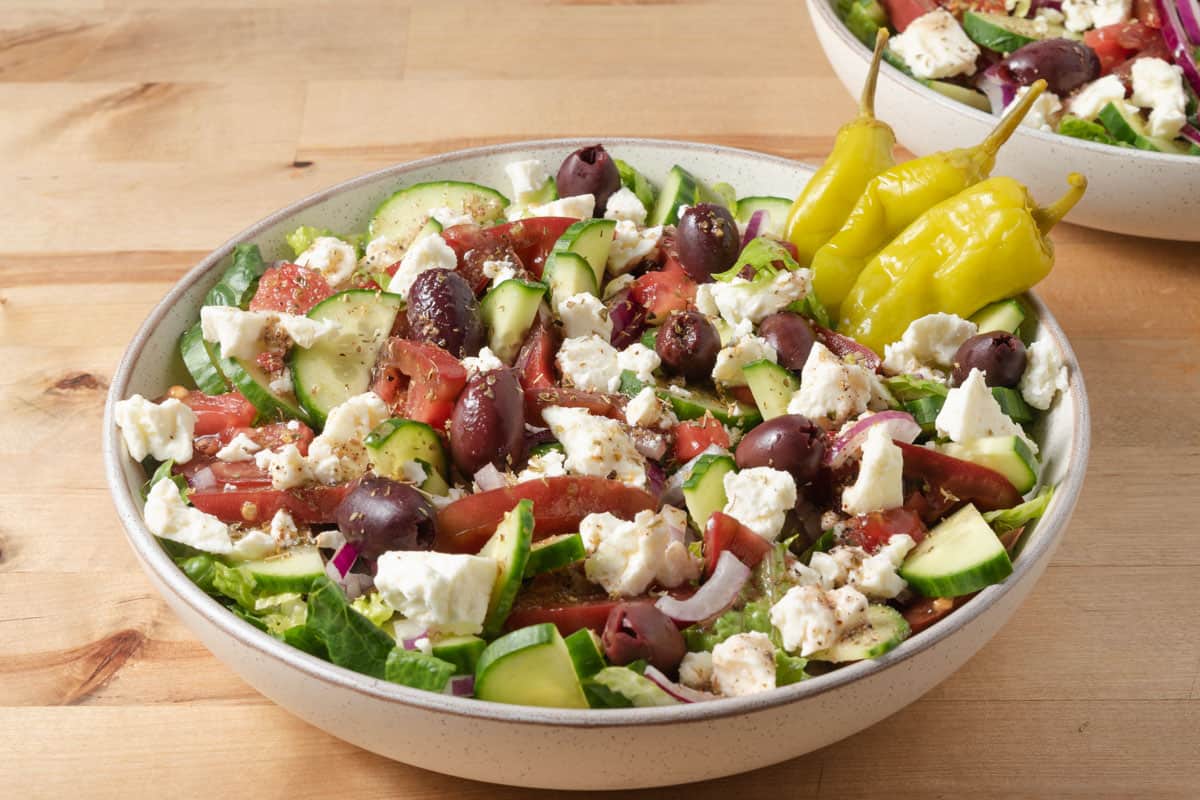 The best bowl of Greek salad with all the fixings.