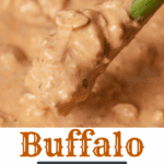 A pin depicting slow cooker buffalo chicken dip.