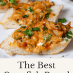 A pin depicting crawfish bread.