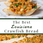 A pin depicting crawfish bread.